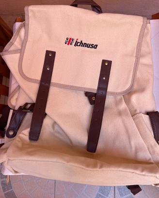 Zaino Ichnusa in tela beige con cinturini in cuoio