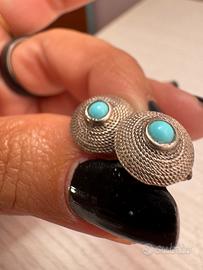 Orecchini arg.925 cabochon con turchese