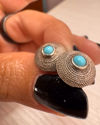 Orecchini arg.925 cabochon con turchese
