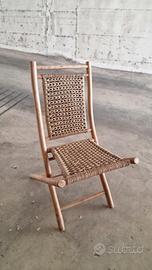 sedia modernariato bamboo e corda