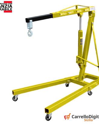 Gru idraulica Pieghevole 2T da officina. Giallo