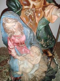 Sacra Famiglia 1960 dipinta a mano in resina