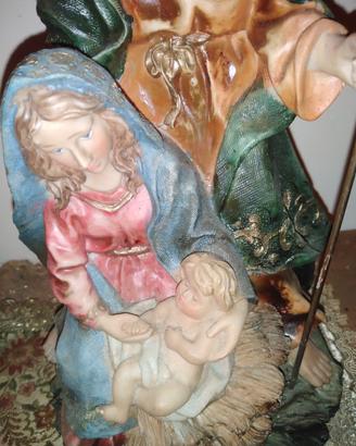 Sacra Famiglia 1960 dipinta a mano in resina