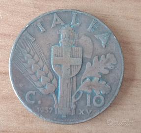 Moneta 10 Centesimi "Impero" 1937  Regno d'Italia