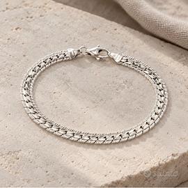bracciale argento maglia spina di pesce uomo donna