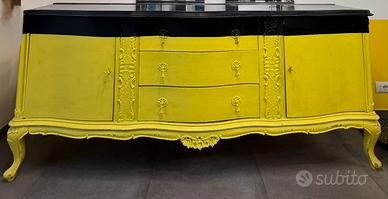 Credenza vintage restaurata giallo/nero