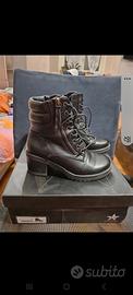 Stivaletto/anfibio donna,in pelle, nero tg 37