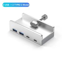 Hub USB 3.0 4 Porte 5 Gbps Clip scrivania allumini