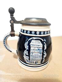 Boccale Birra Ceramica Coperchio in Metallo