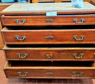 Cassettiera vintage a 4 cassetti,presenta difetto,