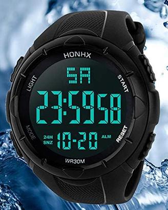 Orologio Digitale Sportivo Uomo Nero con Luce LED