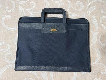 Cartella Samsonite in pelle e tessuto Blu Scuro