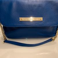Borsa in pelle blu elettrico, Pollini