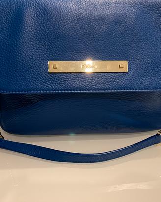 Borsa in pelle blu elettrico, Pollini