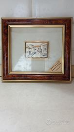 Placca in argento con cornice in legno