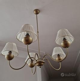 lampadario con 2 applic   con paralume