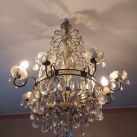 LAMPADARIO D'EPOCA A GOCCE IN VETRO