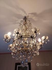 LAMPADARIO D'EPOCA A GOCCE IN VETRO