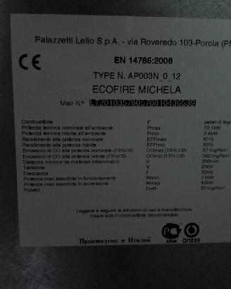 stufa a pellet palazzetti Eco Fire modello Michela