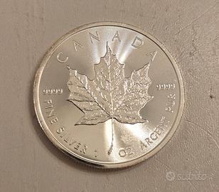 moneta argento 9999 1 oncia maple leaf 