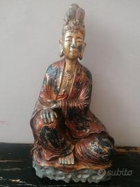 Antica scultura cinese in legno 
