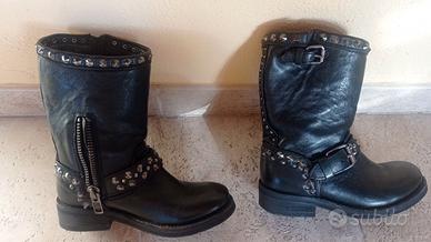 Stivaletti texani da donna neri  vera pelle