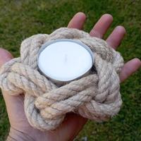 portacandele fatto a mano in canapa