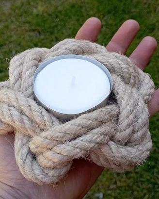 portacandele fatto a mano in canapa