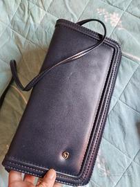 pochette di pelle blu