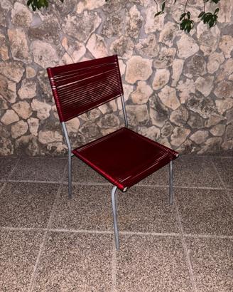 Sedia vintage Spaghetti rossonera vintage corda