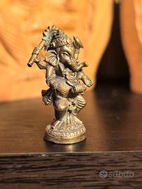 Ganesha Musicista in Ottone - Rara Miniatura 2,8cm