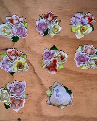 9 rosa CAPODIMONTE porcellana centrotavola €/pz