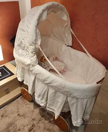 Culla nuova in vimini completa di corredo