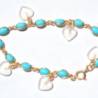 Bracciale oro 18kt 13 cabochon turchesi 7 Cr Rocca