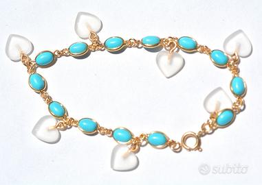 Bracciale oro 18kt 13 cabochon turchesi 7 Cr Rocca