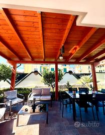 Tettoia Pergola in Legno Massello Addossata