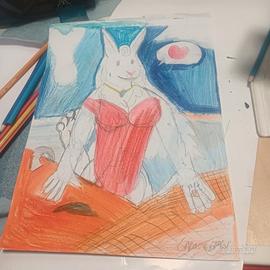 Disegno Furry Fandom coniglia in piscina 