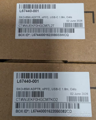 6 Alimentatori HP USB-C 65W Originali L67440-001