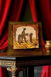 quadro, mattonella pietra antichi mestieri: fabbro