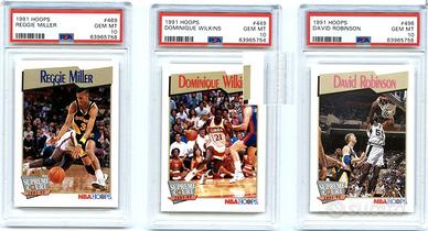 3 card NBA PSA 10 - 1991 NBA Hoops