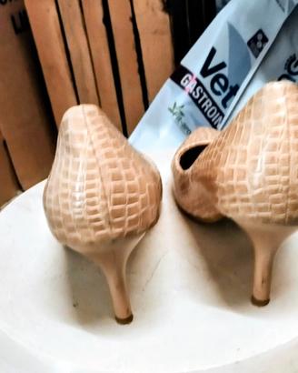 scarpe da donna in pelle effetto coccodrillo 