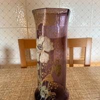 Vaso Art Nouveau in vetro smaltato con fiori