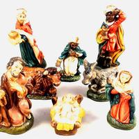 Presepe 10 cm natività CARTAPESTA NUOVO COMPLETO