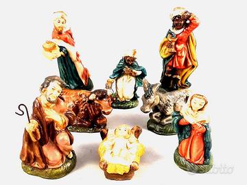 Presepe 10 cm natività CARTAPESTA NUOVO COMPLETO