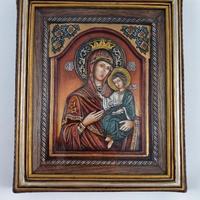 icona sacra bizantina Madonna con bambino dipinta
