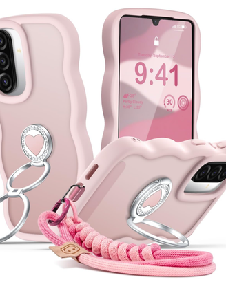 Cover Ondulata Rosa con Anello e Tracolla per Sams