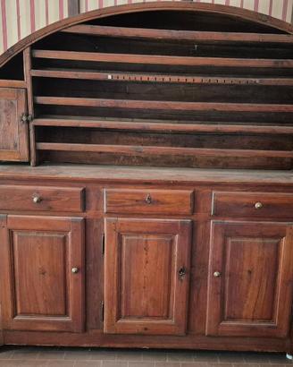 Credenza Antica con Alzata Curva Fine '800-195cm