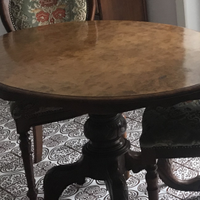 Tavolo ovale in noce fine '800 ribaltina carrello