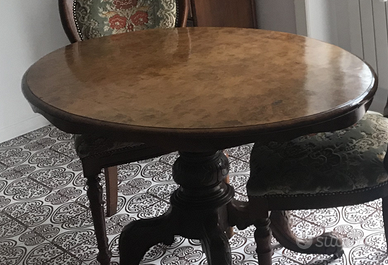 Tavolo ovale in noce fine '800 ribaltina carrello