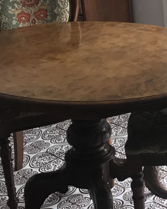 Tavolo ovale in noce fine '800 ribaltina carrello
